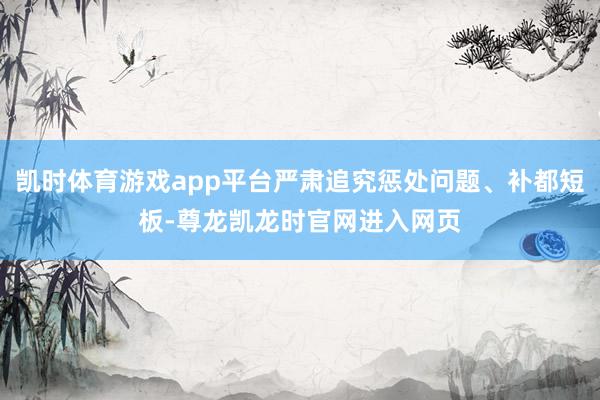 凯时体育游戏app平台严肃追究惩处问题、补都短板-尊龙凯龙时官网进入网页